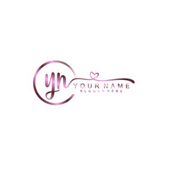 YN beautiful Initial handwriting logo template - obrazy, fototapety, plakaty
