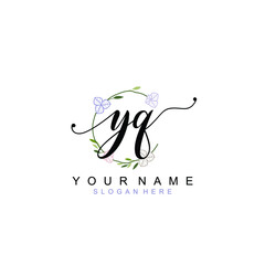 YQ beautiful Initial handwriting logo template