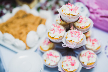 Buffet with a variety of delicious sweets, food ideas, celebration