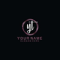Fototapeta na wymiar YT beautiful Initial handwriting logo template