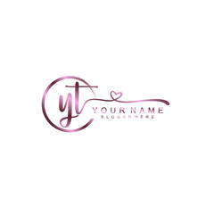 YT beautiful Initial handwriting logo template
