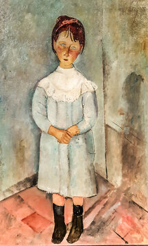 Little Girl In Blue By Amedeo Modigliani.