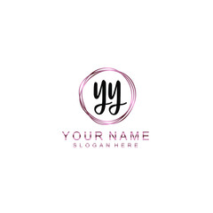 YY beautiful Initial handwriting logo template