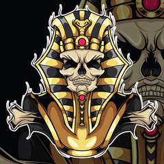 Tattoo Design Skull Pharaoh., Tattoo Design concept.