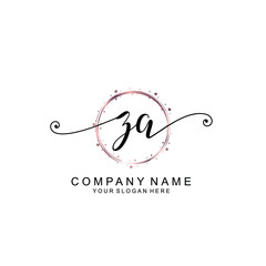 ZA beautiful Initial handwriting logo template