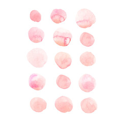 Hand drawn abstract watercolor background with light pink powder circles