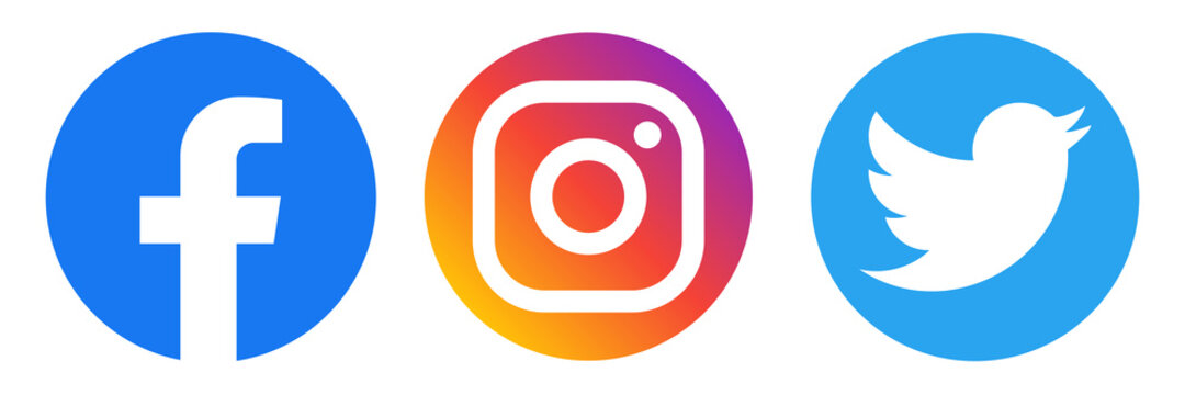 Facebook, instagram and twitter. Round icons of social media logo. Editorial vector of Facebook, Twitter and Instagram. Ukraine - March 17, 2021