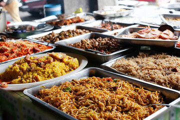 Asian street food. Traditional outdoor market