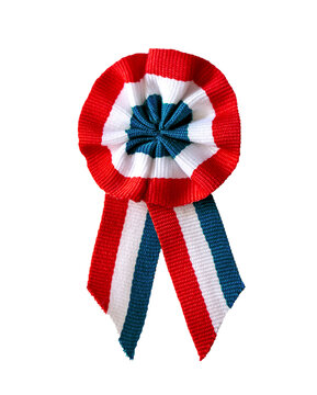 isolated on white tricolor rosette colors of United States or France
