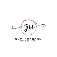 ZU beautiful Initial handwriting logo template