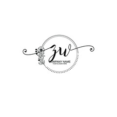ZW beautiful Initial handwriting logo template