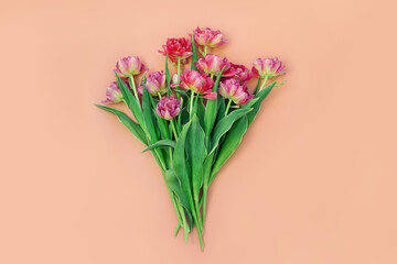 Modern floral backgrounds, flowers styling flat lay