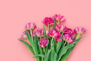 Modern floral backgrounds, flowers styling flat lay