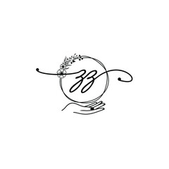 ZZ beautiful Initial handwriting logo template