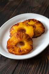 Slices of roasted pineapple