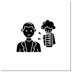 Information explosion glyph icon. Rapid increase in amount of published information or data. Information overload concept.Filled flat sign. Isolated silhouette vector illustration