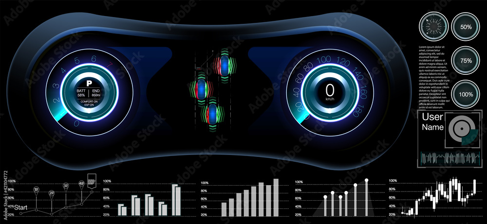 Poster futuristic vector hud interface screen design. digital callouts titles. hud ui gui futuristic user i