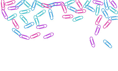 Stationary paperclips isolated on white background