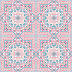 Creative moroccan zellige tile seamless rapport. Ethnic geometric vector patchwork. Coverlid print design. Classic moroccan zellige tilework repeating pattern. Geometric shapes wallpaper.