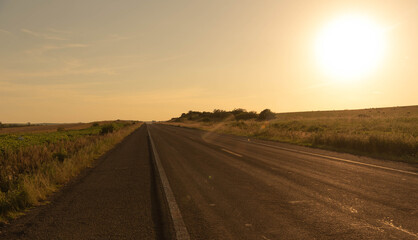Fototapeta na wymiar Sunset on the freeway in southern America
