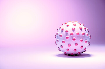 Concept image of the coronavirus on a pink background, tinted in light pink
