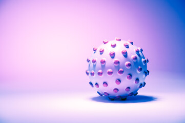 Concept image of the coronavirus on a pink background, tinted in light pink