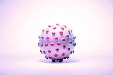 Concept image of the coronavirus on a white background, tinted in light pink