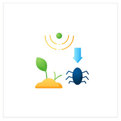 Pests and weeds elimination flat icon. Agriculture machines tasks. Crops protection from harm. Neutralization of parasites. Smart farming concept. 3d vector illustration