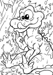 Coloring book for children with a dinosaur