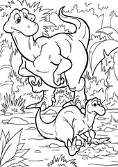 Coloring book for children with a dinosaur