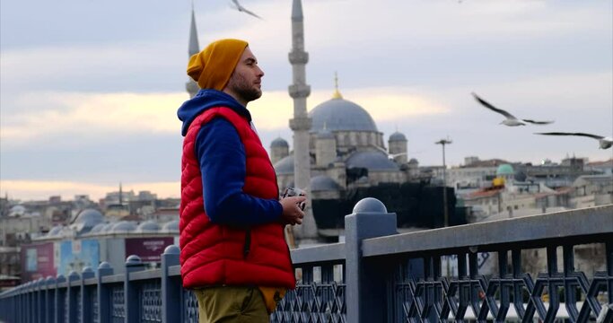 a traveler in istanbul enjoying the city's historical sights