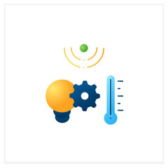 Light and heat control flat icon. Agriculture machines types.Measure and control plant growth. Check perfect temperature for plants. Smart farming concept. 3d vector illustration