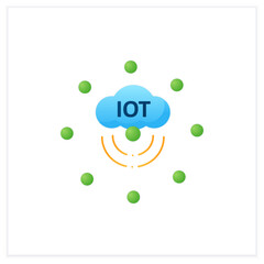 IoT sensors flat icon. Join everyday things to internet. Sensors connected network to collect data,utilize information. Agricultural innovation concept. 3d vector illustration