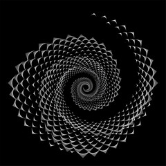 Abstract openwork spiral design element with nets. Modern screen vector design