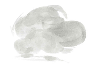 A light soft ink stain similar to a cloud of dust from a car driving along the road. Also you can see a plump little man running along the path. Funny trendy background.
