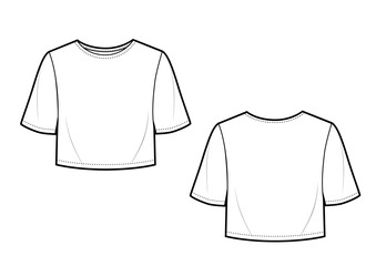 Vector crop basic t shirt. Mock up template