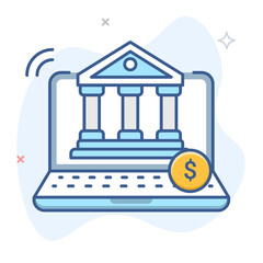Online banking outline vector icon. Internet banking line illustration.