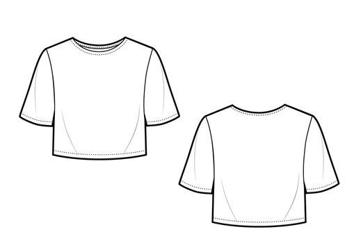 Vector crop basic t shirt. Mock up template