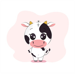 Cute cow character,  illustration in flat style
