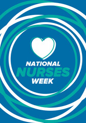 National Nurses Week. Thank you nurses. Medical and health care concept. Fighters against viruses and diseases. In honour of the doctors. Celebrated annual in United States. Vector illustration poster