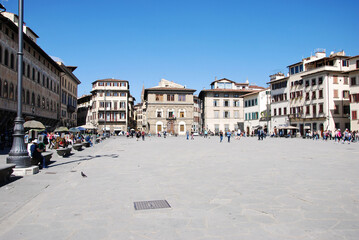 Fototapeta na wymiar Piazza Santa Croce nel centro storico di Firenze.