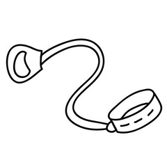 Dog collar and leash for animals .Outline vector illustration. Doodle sketch style.