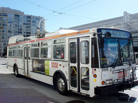 Muni Trolley Bus 30 - Stockton with ad on side