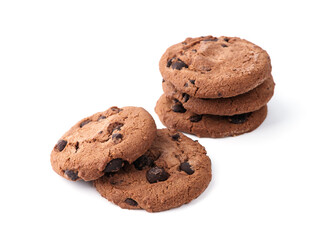 Chocolate chip cookie isolated on white background