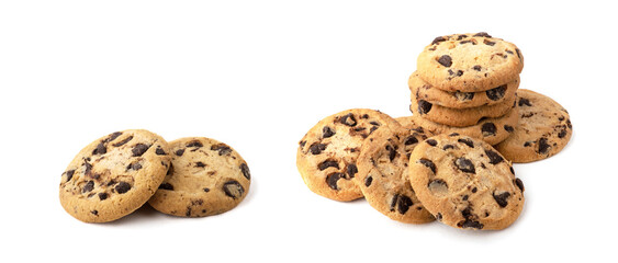 Chocolate chip cookie isolated on white background