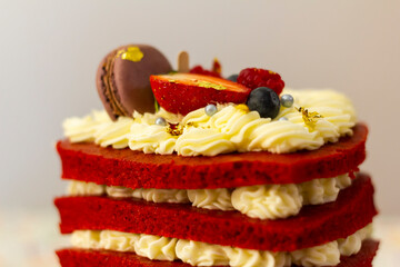 Red velvet layer cake with cream cheese frosting