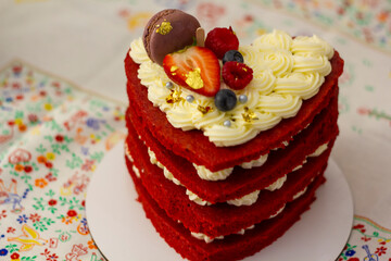 Red velvet layer cake with cream cheese frosting