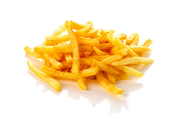 pile of french fries on a white background