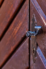 Wooden door with steel handle