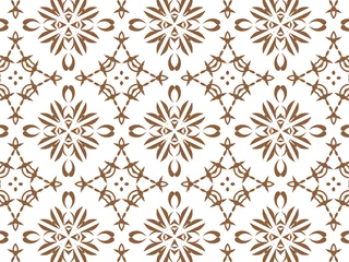 Deurstickers Wallpaper Geometric Seamless Ornament Abstract Pattern Brown and white, For print and Background. Geometric Tile Digital Paper. © Orlandoit